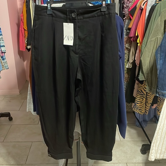 NWT Zara Women's Barrel Trousers With Cuffed Hems - Picture 5 of 9